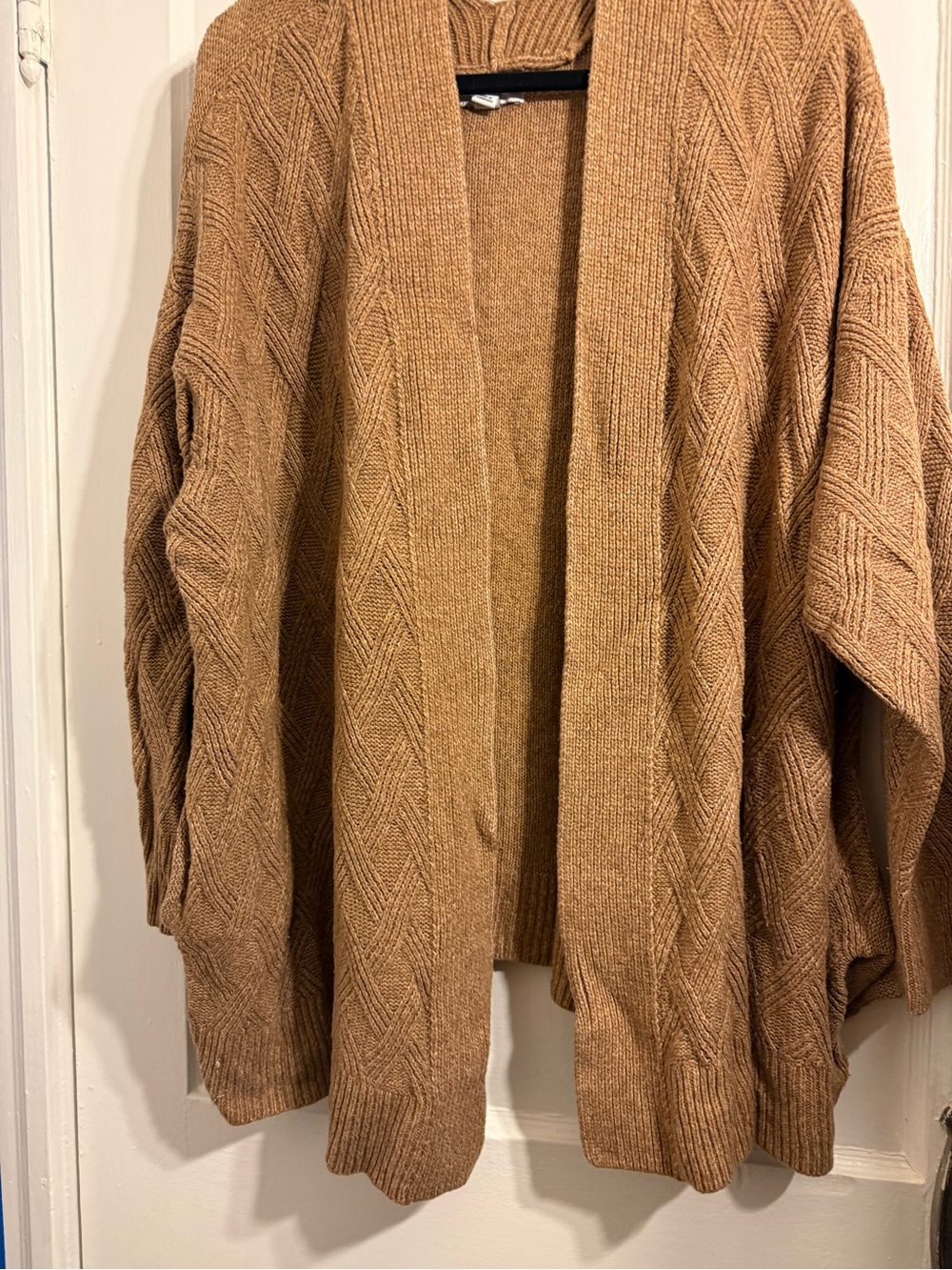 croft & barrow Camel Open-Front Cable Knit Cardigan